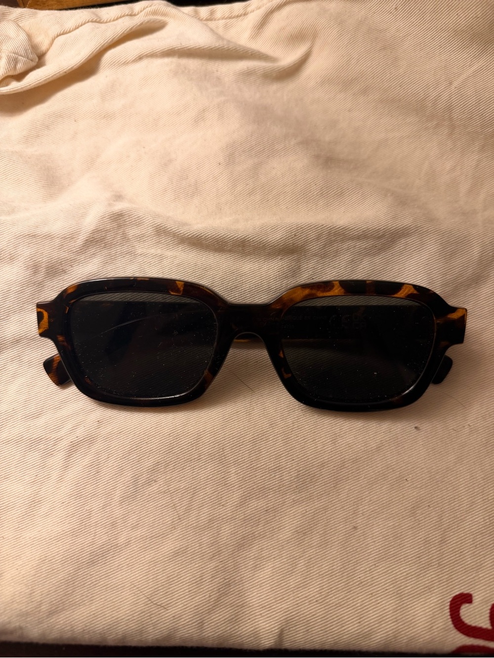 Tortoiseshell Rectangular Men’s Sunglasses - Black Lenses